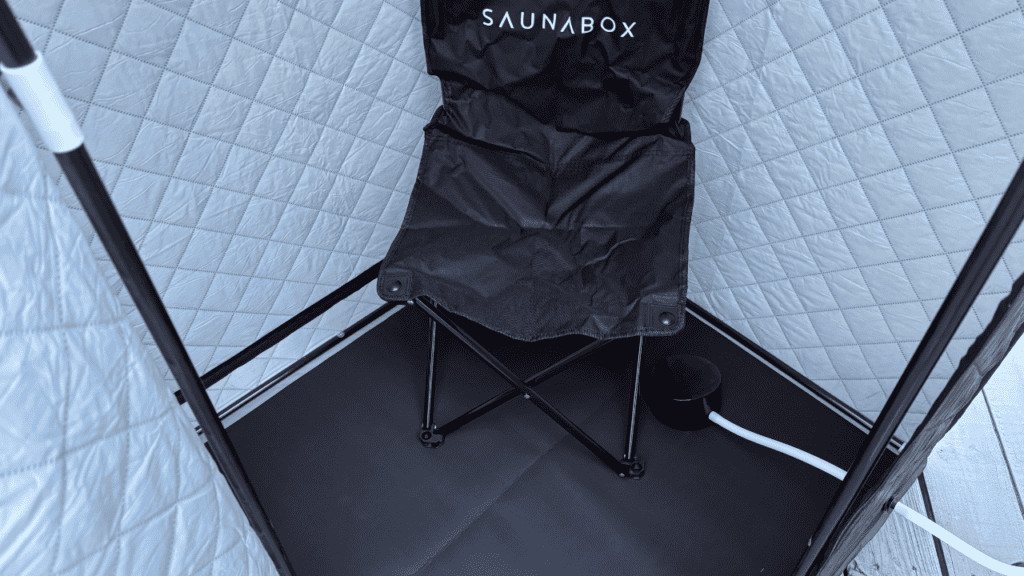 image of the included accessories of the SaunaBox Steam tent